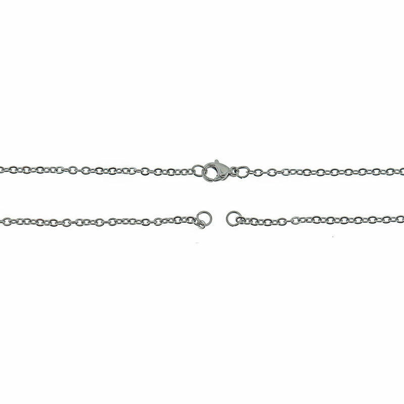 Stainless Steel Cable Chain Connector Necklace 28"- 2mm - 10 Necklaces - N621