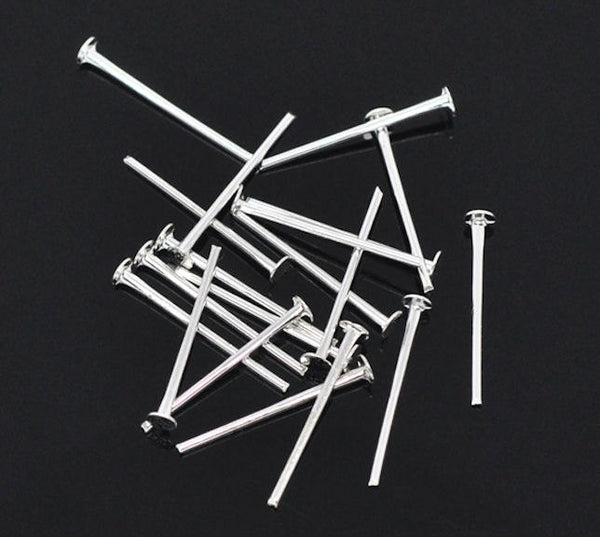 Silver Tone Flat Head Pins - 16mm  - 1000 Pins - PIN19