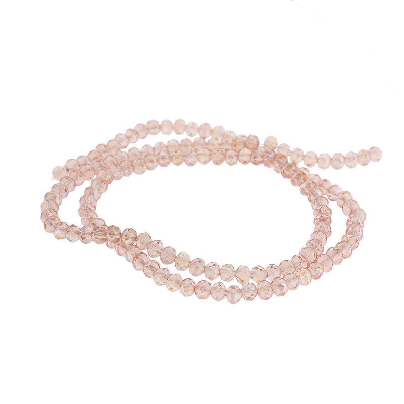 Faceted Glass Beads 4mm - Electroplated Peach - 1 Strand 140 Beads - BD600