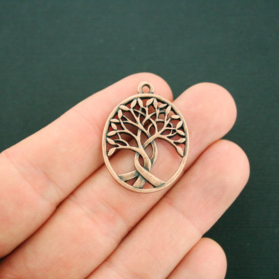 4 Tree of Life Antique Copper Tone Charms - BC1704