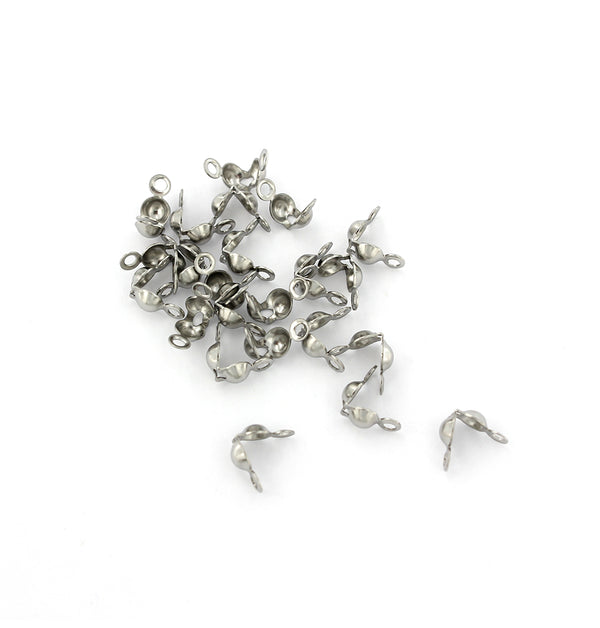 Pointes de perles argentées - 7 mm x 4 mm à clapet - 50 pièces - FD126