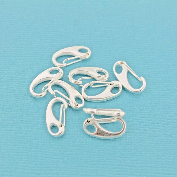 Silver Tone Lobster Snap Clasp - 16mm x 8mm - 6 Clasps - Z1005
