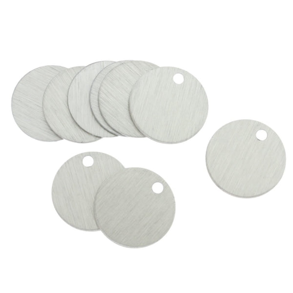 SALE Circle Stamping Blanks - Silver Brushed Aluminium - 17.5mm - 10 Tags - MT052