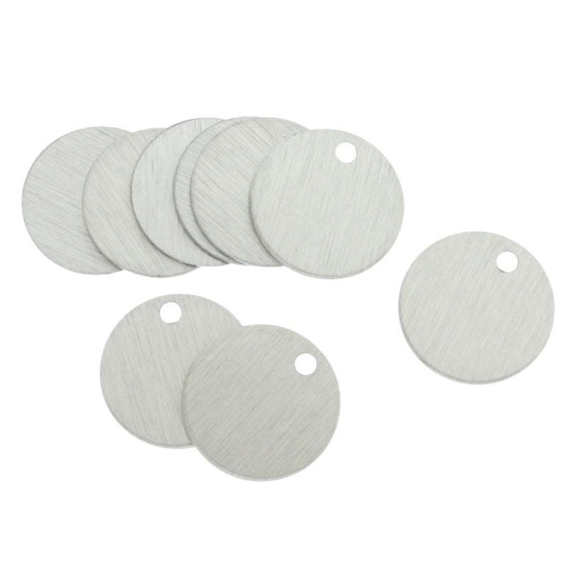 SALE Circle Stamping Blanks - Silver Brushed Aluminum - 17.5mm - 10 Tags - MT052
