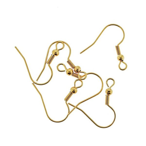 Boucles d'oreilles en acier inoxydable doré - Crochets de style français - 23 mm x 22 mm - 10 pièces 5 paires - FD821