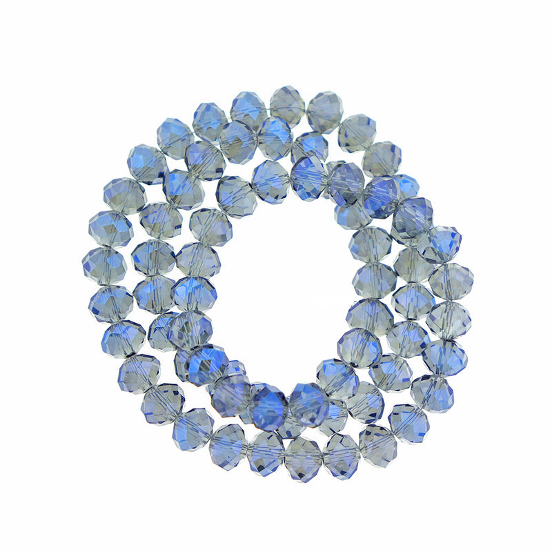 Faceted Glass Beads 8mm - Electroplated Blue - 1 Strand 70 Beads - BD1972