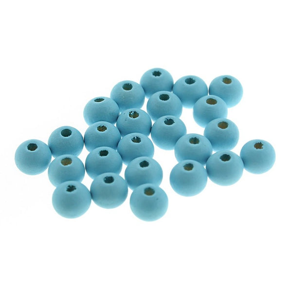 Spacer Wooden Beads 8mm - Light Blue - 200 Beads - BD1418