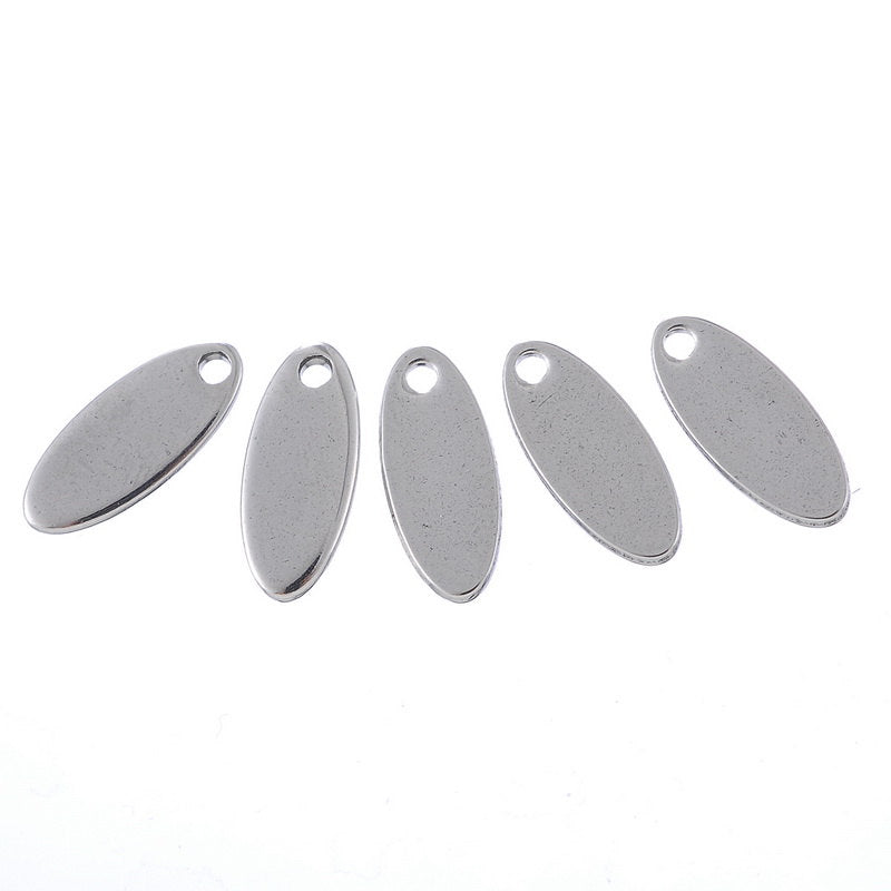 Oval Stamping Blanks - Stainless Steel - 12mm x 5.5mm - 10 Tags - MT307