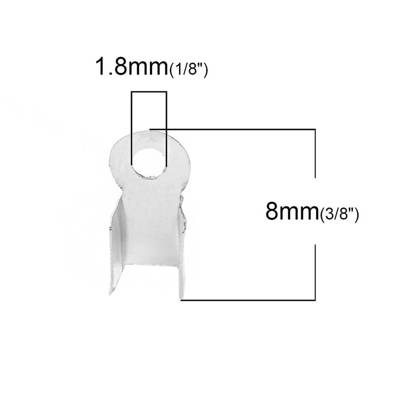 Silver Tone Cord Ends - 8mm x 4mm - 500 Pieces - FD506