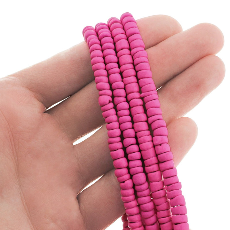 Barrel Coconut Beads 6mm - Hot Pink - 1 Strand 126 Beads - BD082