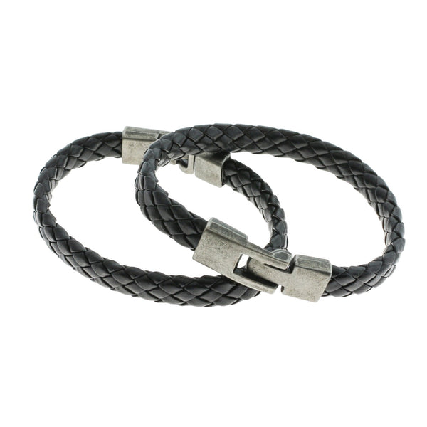 Bracelet Simili Cuir Noir 8.4" - 4mm - 1 Bracelet - N790