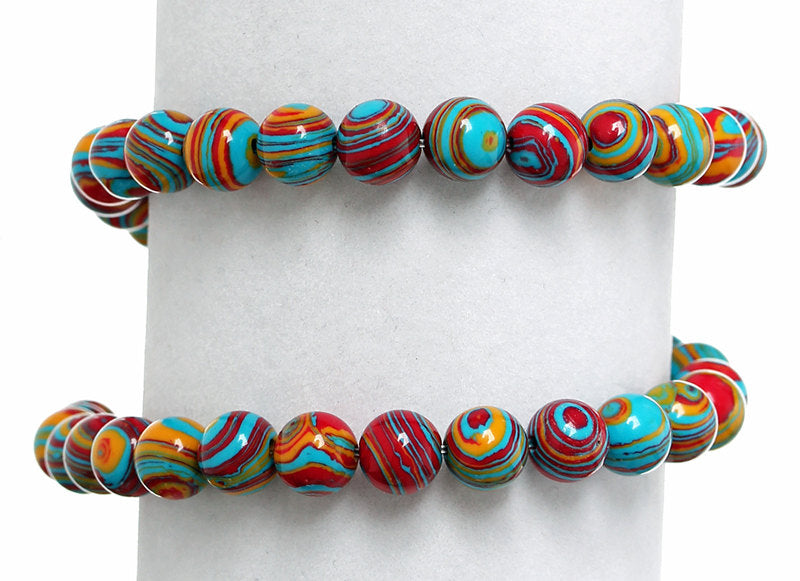 Round Synthetic Malachite Beads - 1 Strand - Choose Your Size!