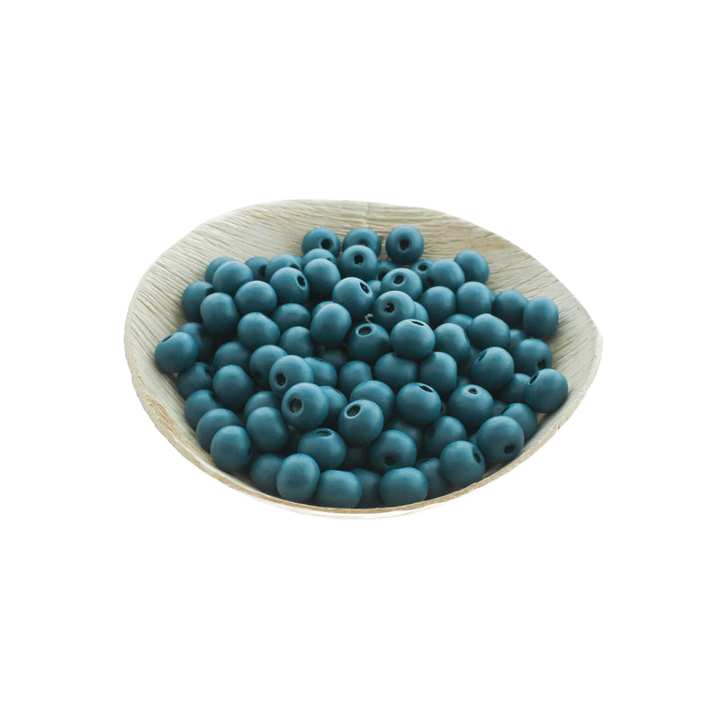 Spacer Wooden Beads 8mm - Peacock Blue - 200 Beads - BD1389