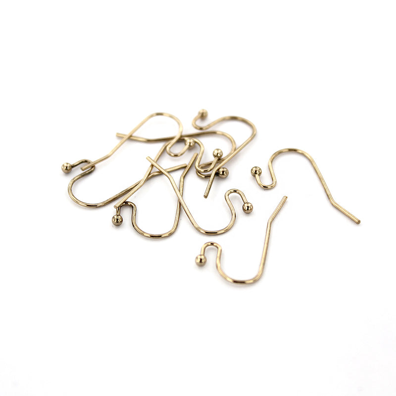 Gold Tone Brass Earrings - French Style Hooks - 21.5mm x 11mm - 10 Pieces 5 Pairs - Z870
