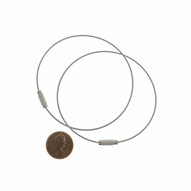 Silver Steel Wire Bracelet 8.5" - 1mm - 5 Bracelets - N045A
