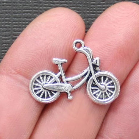 6 Bicycle Antique Silver Tone Charms - SC889