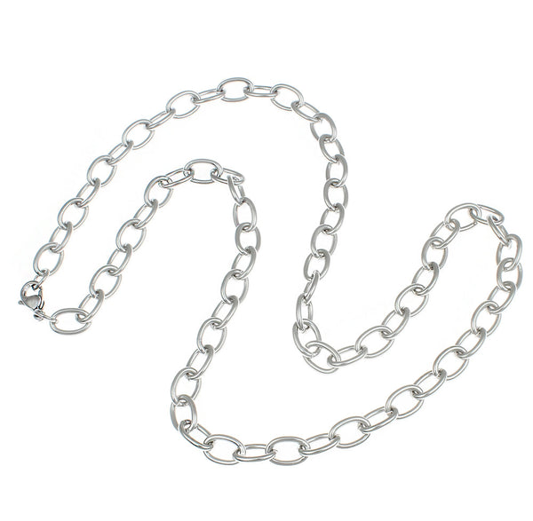 Silver Tone Cable Chain Necklaces 20" - 4mm - 1 Necklace - N189