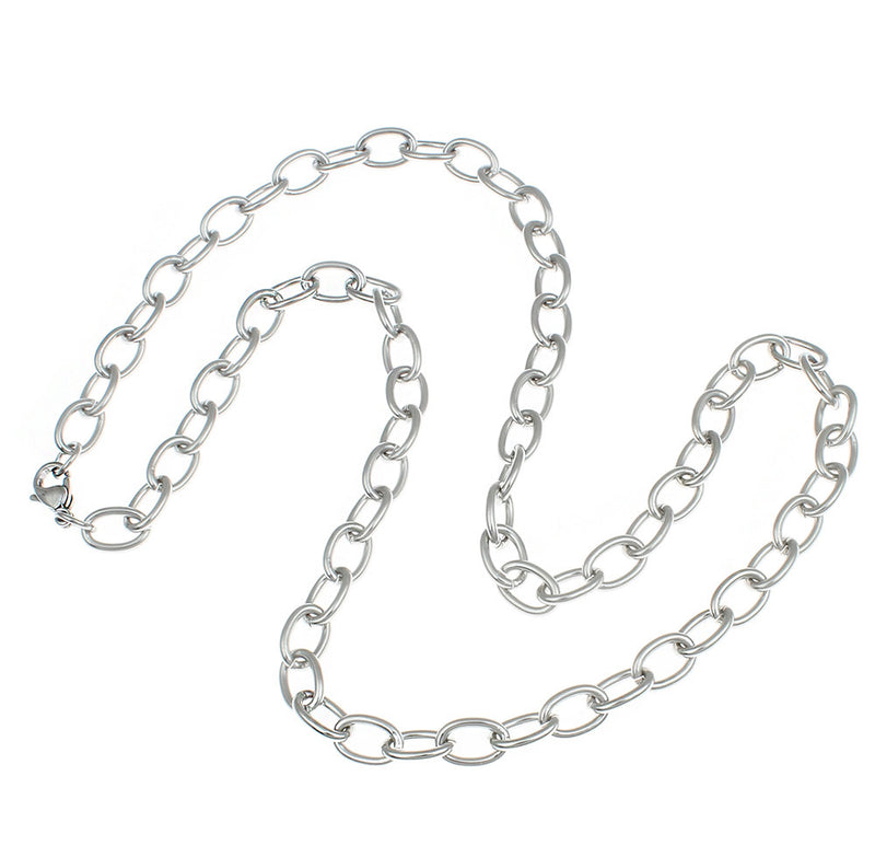 Silver Tone Cable Chain Necklaces 20" - 4mm - 10 Necklaces - N189