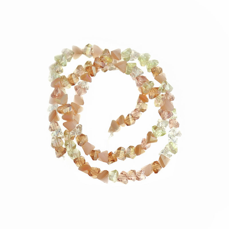 Triangle Glass Beads 6mm x 3.5mm - Electroplated Champagne and Cream - 1 Strand 100 Beads - BD1909