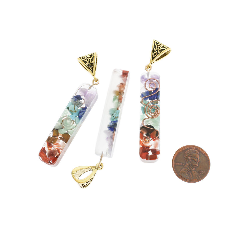 Chakra Natural Gemstone and Epoxy Resin Pendant - GEM123