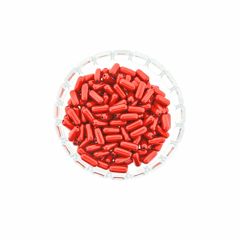 Tube Acrylic Beads 17mm x 7mm - Ruby Red - 20 Beads - BD2113