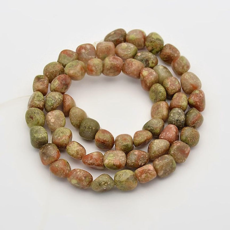 Nugget Natural Morganite Beads 6mm - Corail Rose et Vert - 1 Rang 58 Perles - BD854 