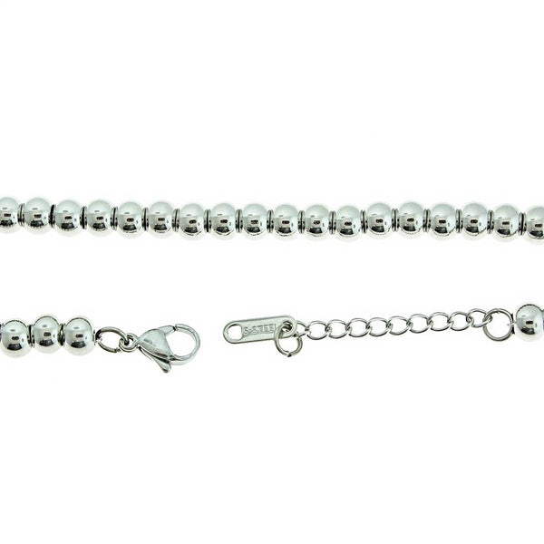 Bracelet Chaîne Boule Acier Inoxydable 6.9" Plus Rallonge - 6mm - 1 Bracelet - N737