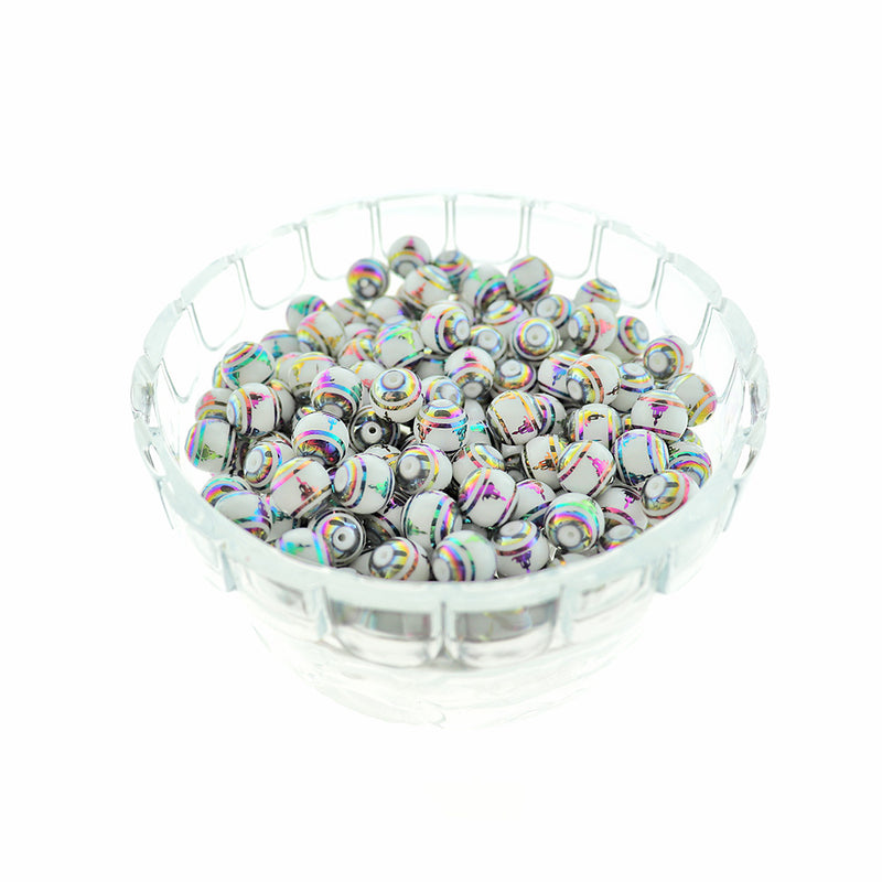 Round Glass Beads 10mm - Electroplated Yoga Pose - 20 Beads - BD2532