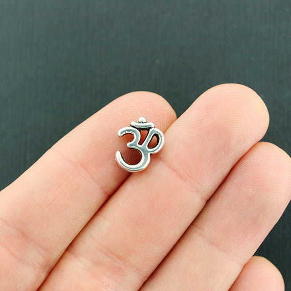 Om Spacer Beads 10mm x 12mm - Silver Tone - 4 Beads - SC1622