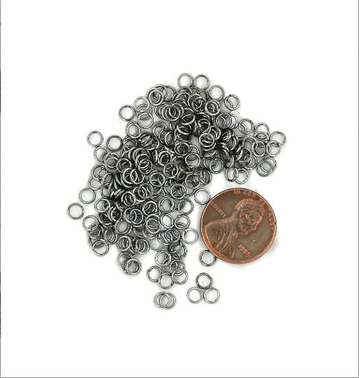 Gunmetal Tone Jump Rings 4mm x 0.7mm - Open 21 Gauge - 1000 Rings - J069