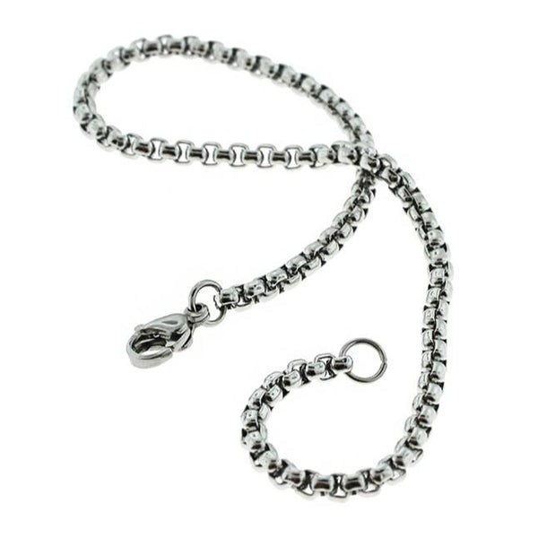 Stainless Steel Box Chain Bracelets 9" - 3mm - 5 Bracelets - N562