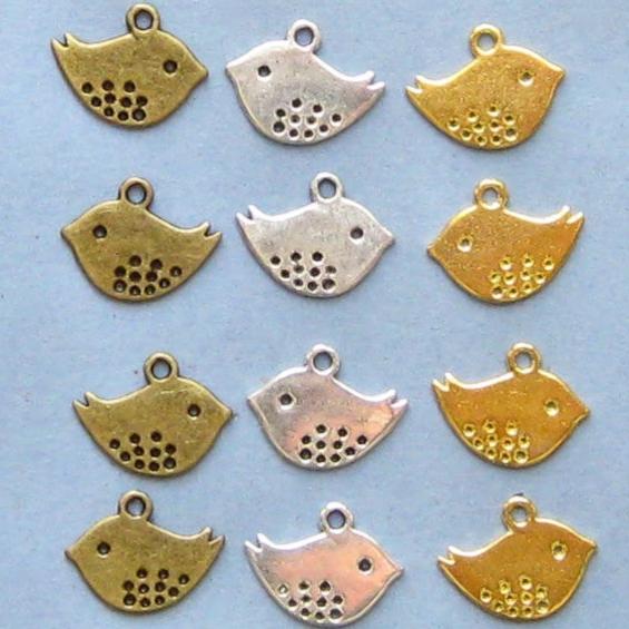 Bird Charm Collection en Trois Finitions 9 Charms - COL099