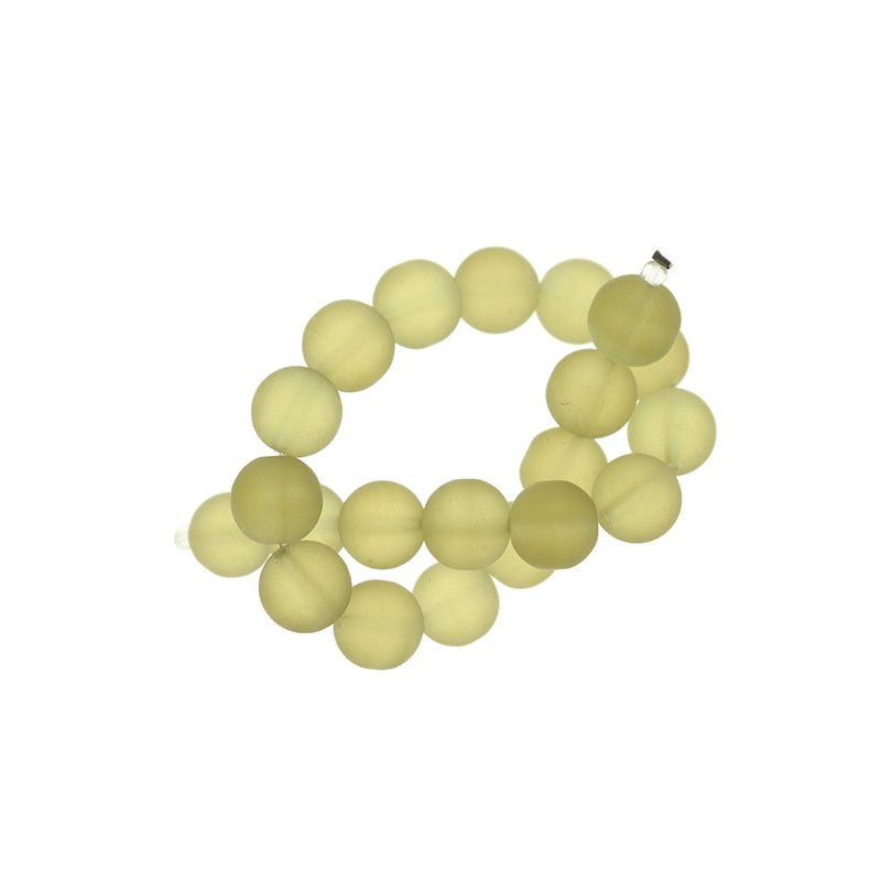 Perles rondes en verre de mer de culture 10 mm - Jaune pâle - 1 rang 19 perles - U252