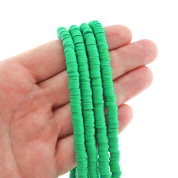 Heishi Polymer Clay Beads 6mm x 1mm - Neon Green - 1 Strand 320 Beads - BD2636