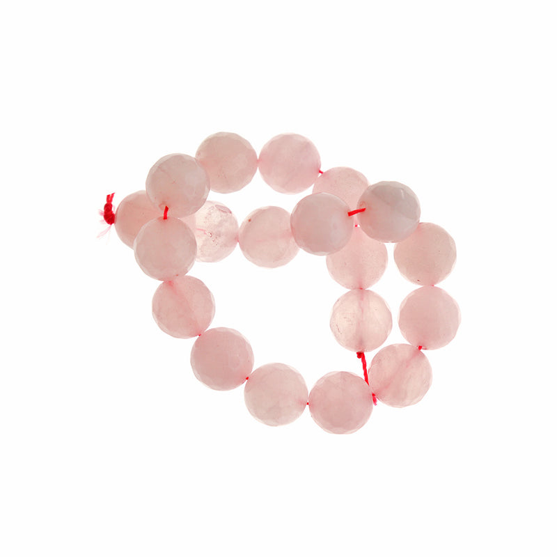 Faceted Natural Rose Quartz Beads 10mm - Petal Pink - 1 Strand 19 Beads - BD1753