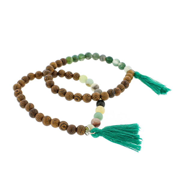 Bracelets en perles de jaspe africain naturel et d'agate indienne - 62 mm - 5 bracelets - BB164
