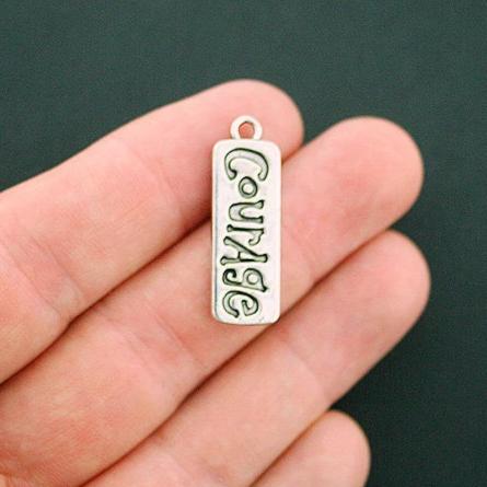 4 Courage Antique Silver Tone Charms 2 Sided - SC5980
