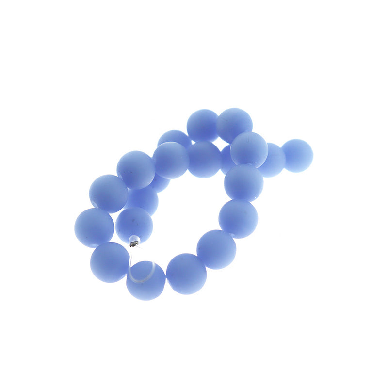 Perles rondes en verre de mer de culture 10 mm - Pervenche - 1 rang 19 perles - U193