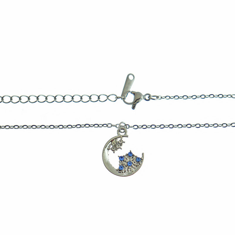 Collier chaîne câble en acier titane 16" avec pendentif flocon de neige - 1,5 mm - 1 collier - SSP527