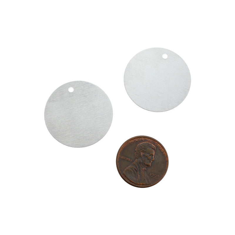Circle Stamping Blanks - Silver Brushed Aluminum - 25mm - 10 Tags - MT285