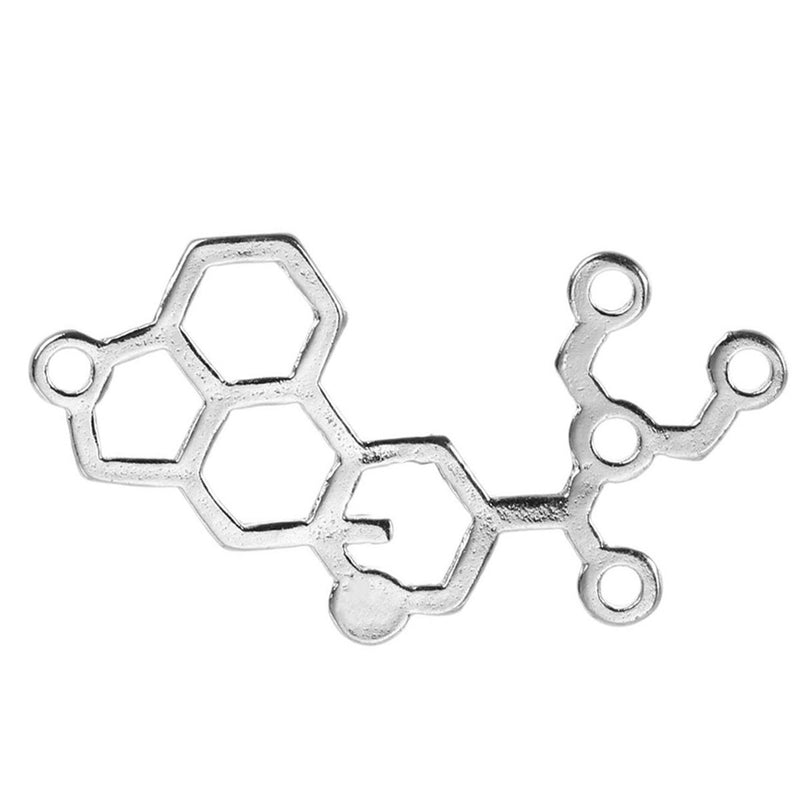 6 LSD Molecule Antique Silver Tone Charms - SC5604
