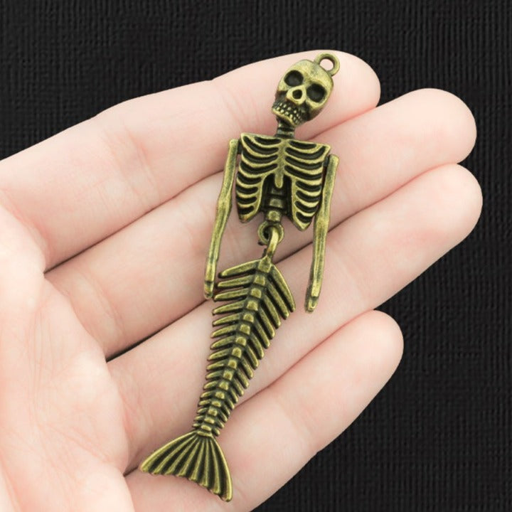 Mermaid Skeleton Antique Bronze Tone Charm - BC136
