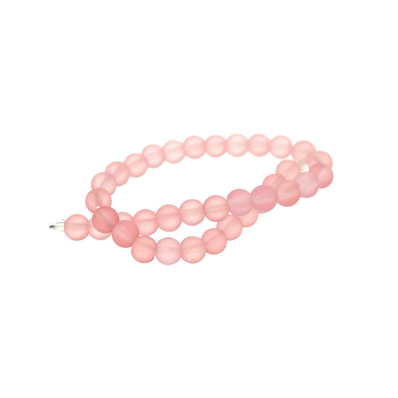 Round Cultured Sea Glass Beads 6mm - Blossom Pink - 1 Strand 32 Beads - U227