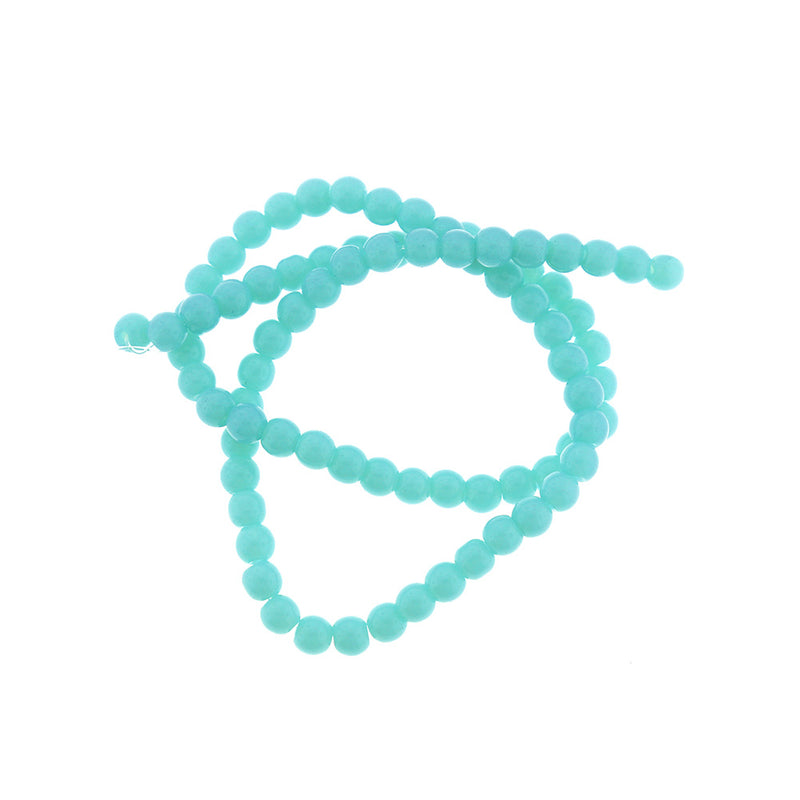 Round Glass Beads 4mm - Turquoise - 1 Strand 78 Beads - BD2016