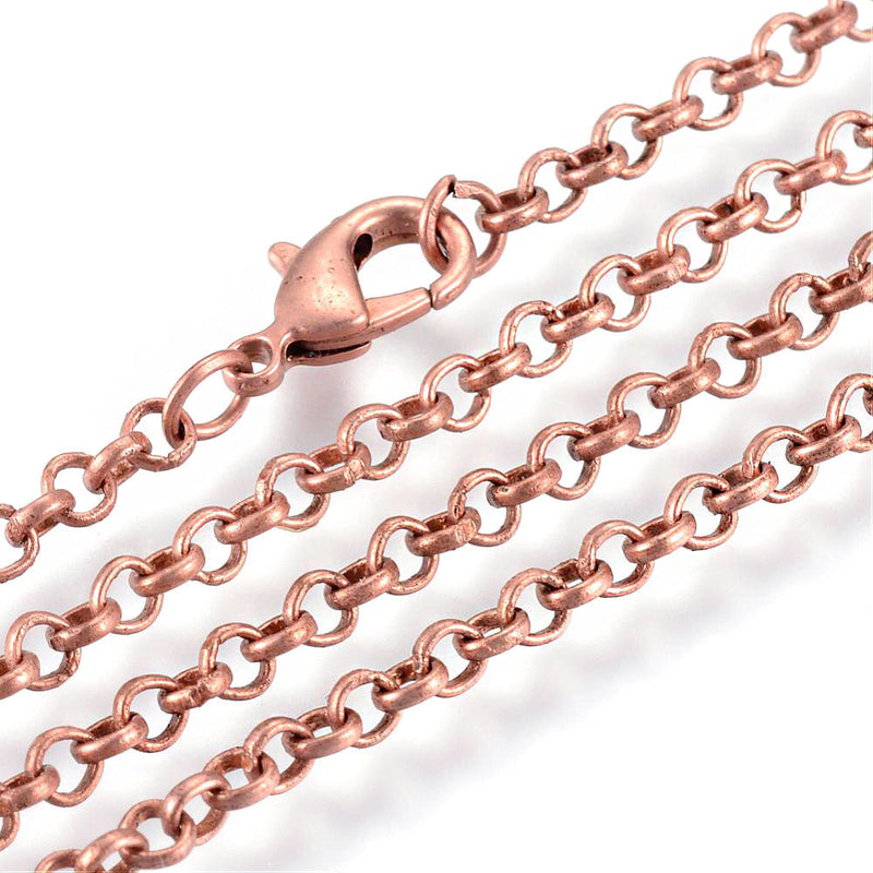 Antique Copper Tone Rolo Chain Necklaces 18" - 3mm - 10 Necklaces - N400