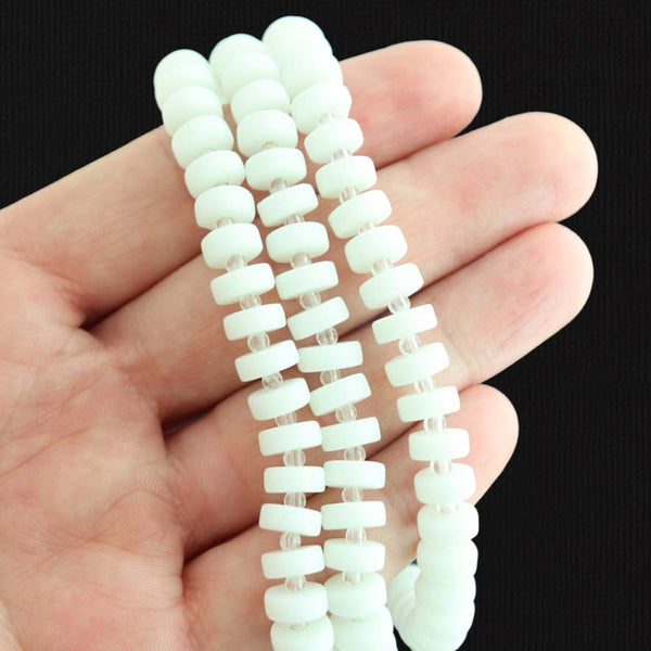 Perles de verre de mer de culture Heishi 9 mm x 6 mm - Blanc - 1 rang 36 perles - U178