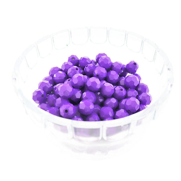 Perles Facettes Résine 12mm - Violet Royal - 15 Perles - BD2148