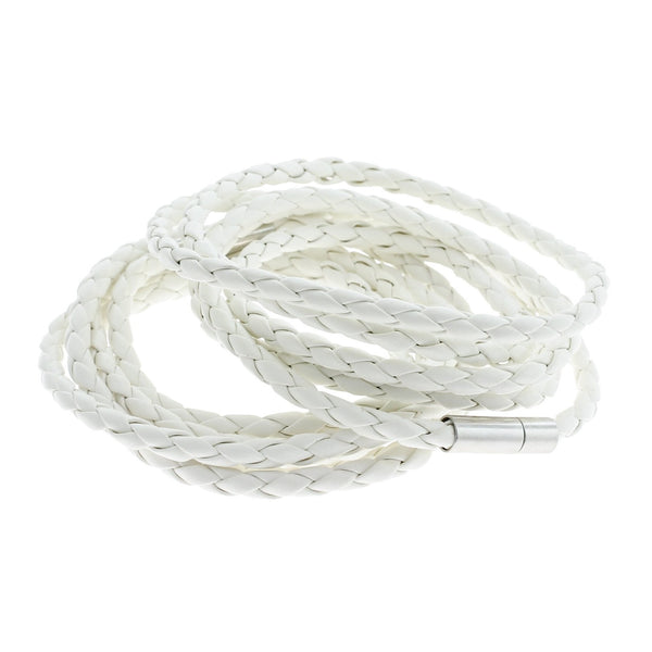 White Faux Leather Wrap Bracelet 40.1" - 4mm - 1 Bracelet - N785