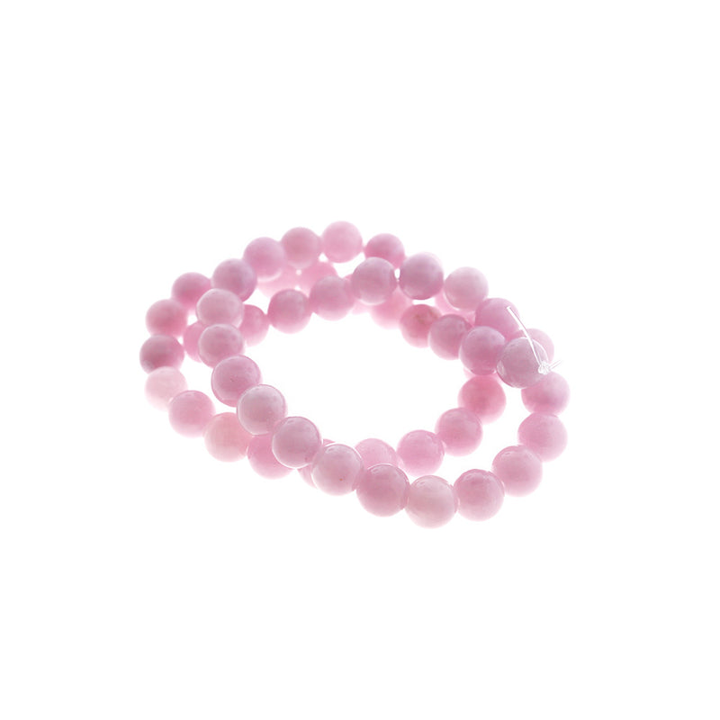Perles rondes en jade naturel 8 mm - Rose pétale - 1 rang 50 perles - BD2526
