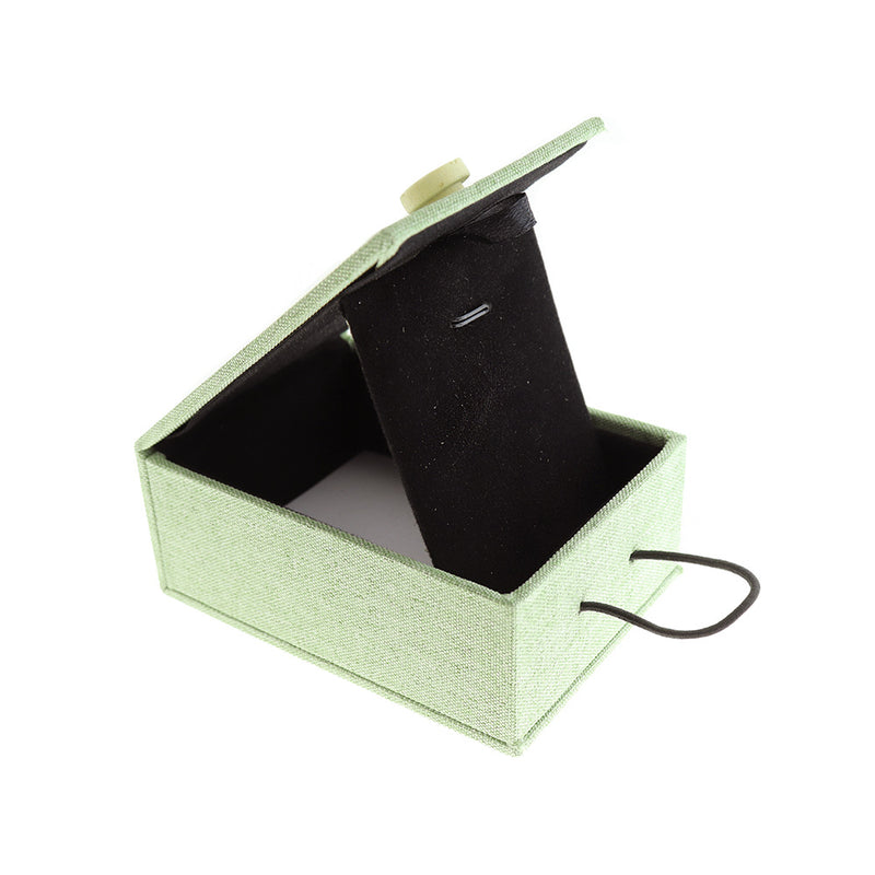 Boîte à Bijoux en Lin - Vert Sauge - 10.5cm x 7.5cm - 1 Pièce - TL238